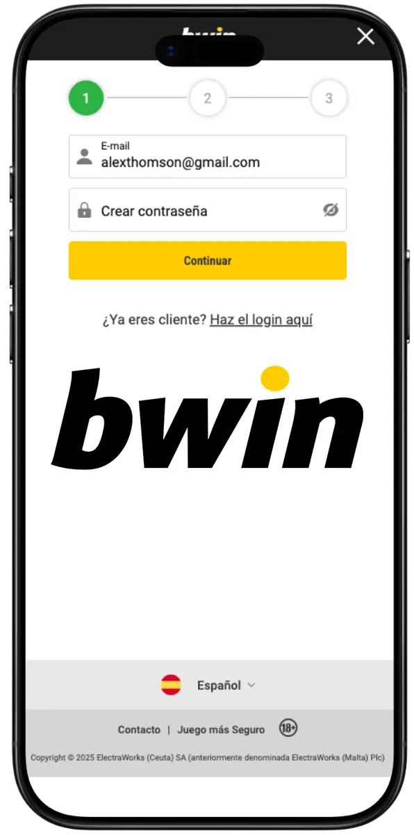 cómo registrarse a través de bwin movil