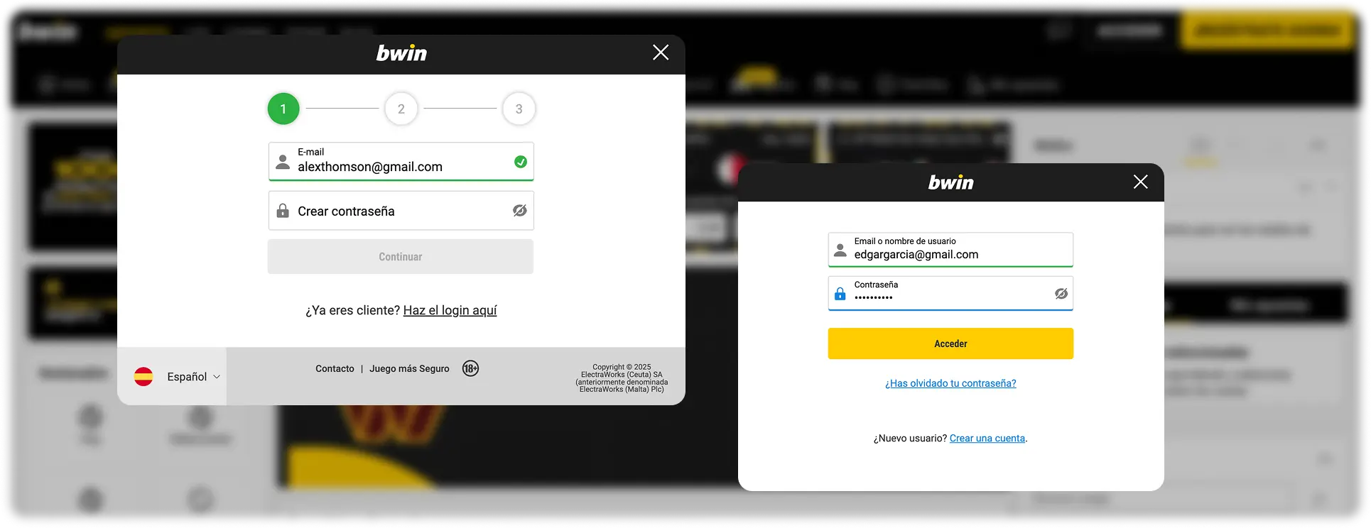 bwin login y registro